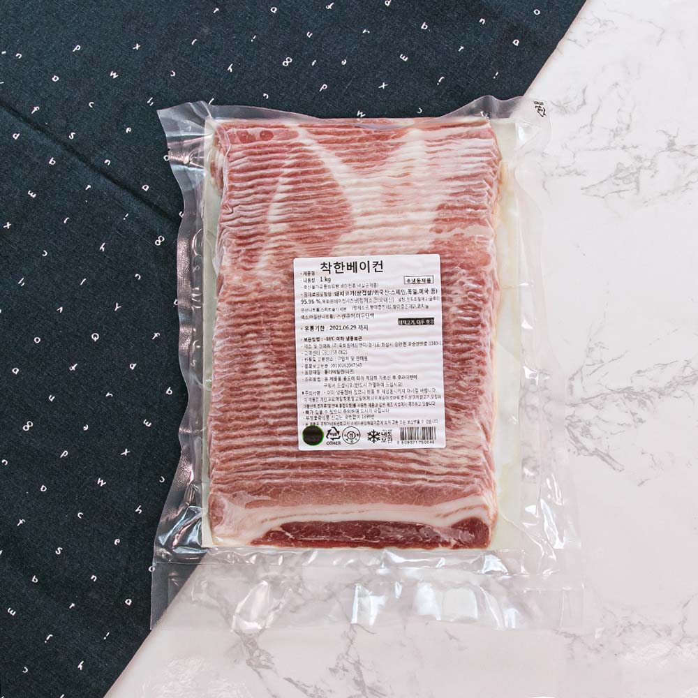 착한베이컨 1kg 냉동 (구.서브큐 슬라이스베이컨)